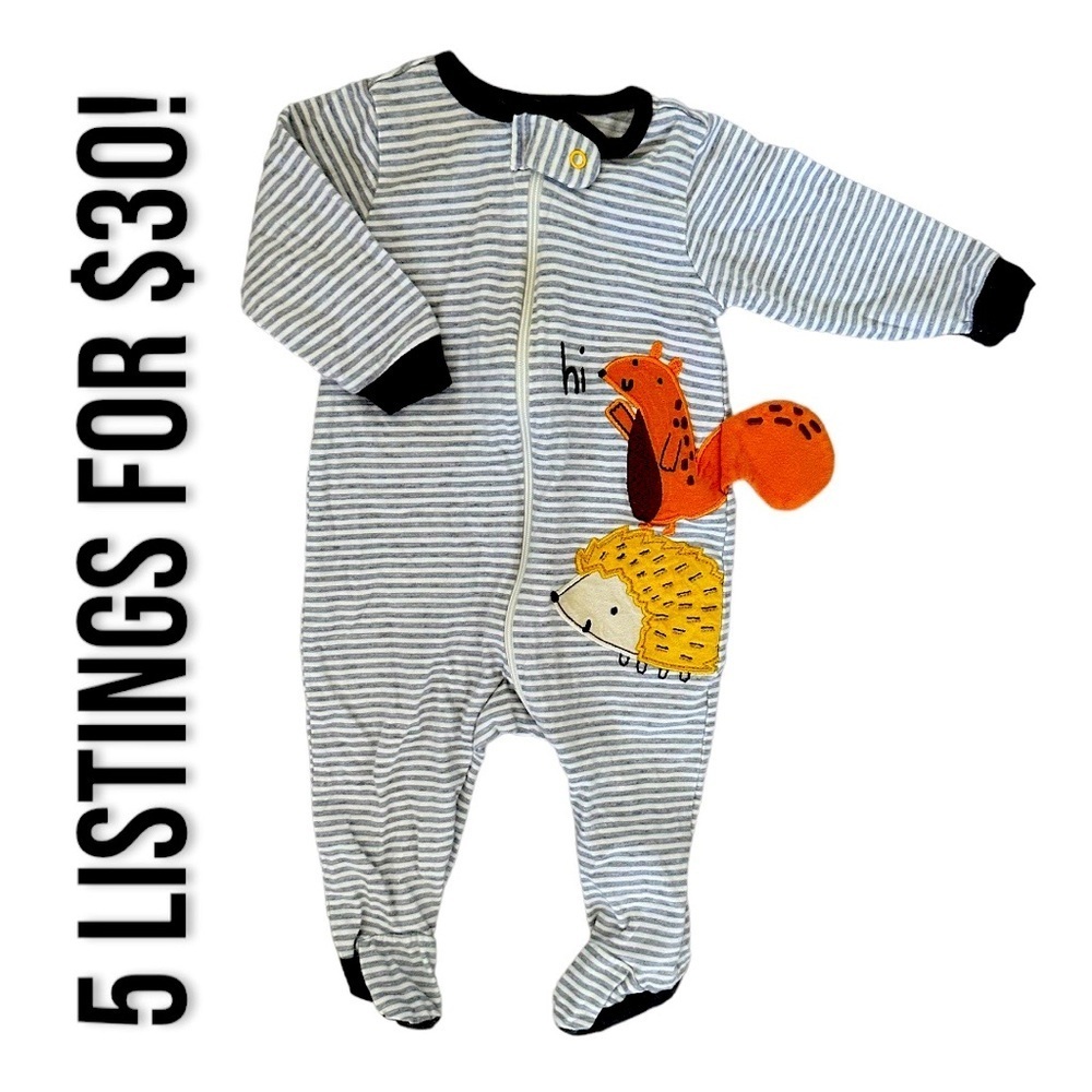 Gerber 0-3 month Baby Boy animals Footies zip Sleep & Play Onesie